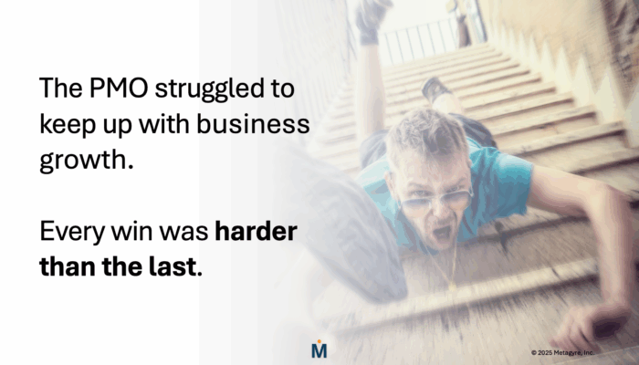 The PMO struggled to keep pace with business.