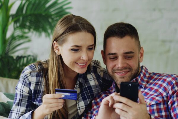 young couple credit union members